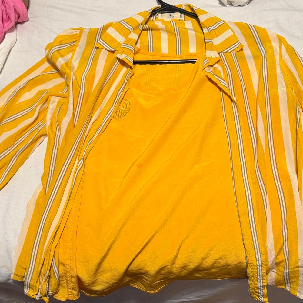 Valentino Yellow and Gray Striped Garment
